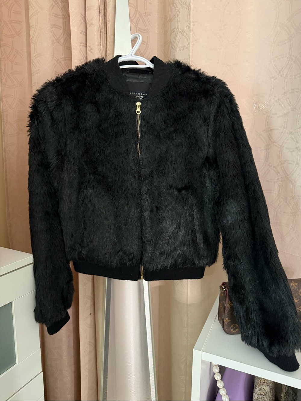 Streetwear Society Black Faux Fur Bomber Jacket